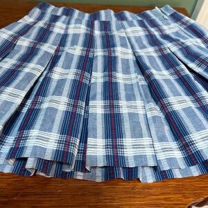 Plaid Pleated Women's Skirt - Blue and Red